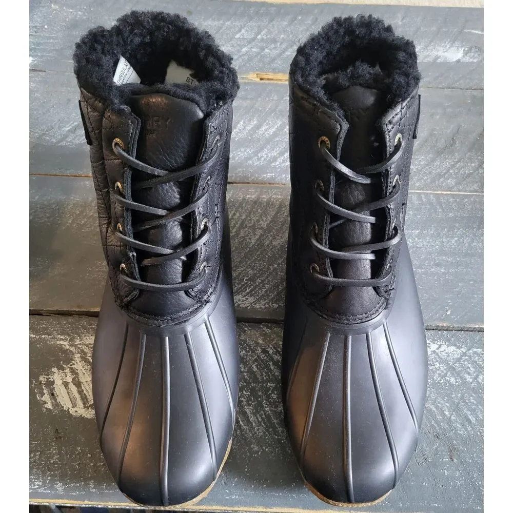 Sperry Leather Quilted Insulated Waterproof Sheepskin Duck Boots Women's Size 8M